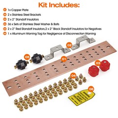 24″ Ground Bar Kit,4” Wide Heavy Duty Ground Bars Copper Bus Bar