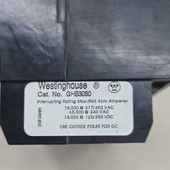 Westinghouse GHB3050 50A 3-Pole Bolt-On Circuit Breaker 277/480VAC