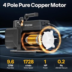 110V 9.6 CFM 1 HP Dual-Stage Rotary Vane HVAC Air Vacuum Pump with Oil Bottle