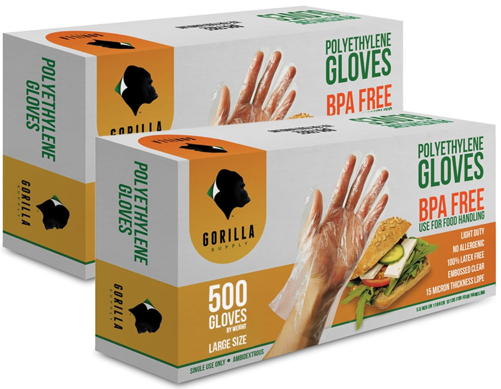 1000 BPA Free Premium Disposable Gloves Poly PE LDPE Plastic for Kitchen Food Ha