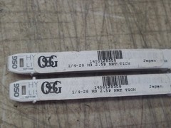 2 Qty OSG Thread Forming Tap: 1/4″-28 UNF H3 / 2B-3B, Modified Bottoming Chamfer