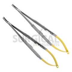 2 T/C Castroviejo Needle Holder 7″ (1 Curved & 1 Straight) Surgical German Grade