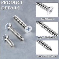 120 Pcs 8 White Screws Stainless Steel White Flat Head Screws For Wall Plates S