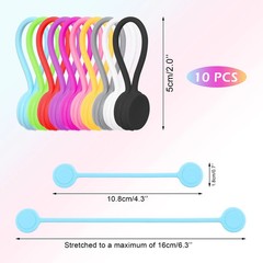 10 Pcs Reusable Silicone Magnetic Cable Ties Magnet Cable