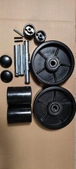 Pallet Jack/Truck Poly Wheels Full Set with Axles, Bearings, Entry Rollers, Caps
