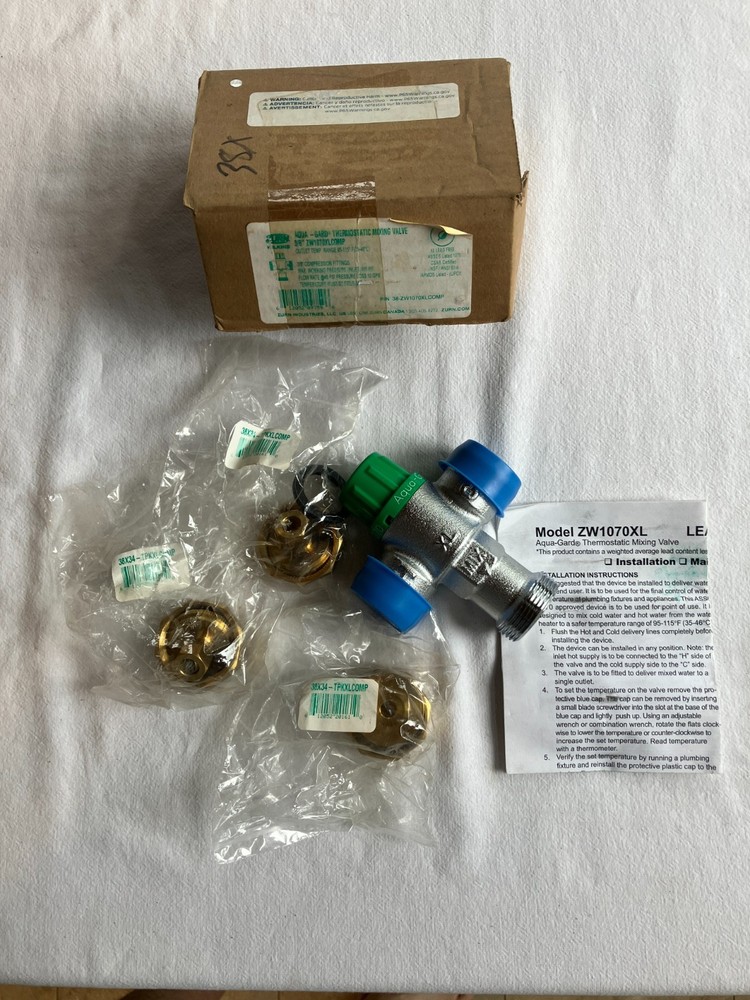 Zurn Wilkins 38-ZW1070XLCOMP 3/8” Aqua-Gard Thermostatic Mixing Valve, 3/8″ Comp