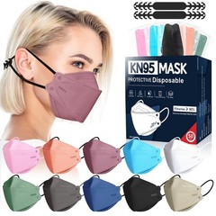 KN95 Face Masks Disposable Adults – 50 Pack 5 Layer Protection Dust Breathabl…