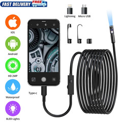 Endoscope Borescope 8mm Inspection Snake Camera For iPhone Android iOS New USA