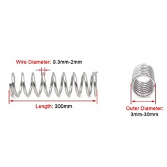 0.3mm 0.4mm 0.5mm-2mm 304 Stainles Steel Spring Compression Pressure Springs