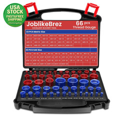 Thread Checker Kit 66Pcs Nut & Bolt Gauge 33 Standard & 33 Metric Red Black