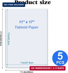 11″ X 17″ Hard Plastic Sheet Protectors, Menu Rigid Print Protectors, Clear Cert