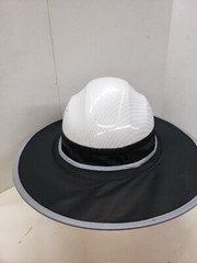 Black Hard Hat Sun Shade Visor Full Brim Mesh Neck REFLECTIVE STRIPE (NEW DESIGN