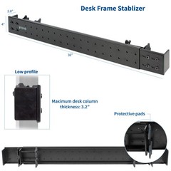 VIVO Black Universal Steel Clamp-on Desk Stabilizer Bar | Bracket Support System