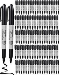 100 Pack Black Permanent Markers Bulk – Fine Point Permanent Marker Quick Drying