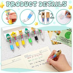 50 Sets Positive Back to School Gifts Multicolor Pens 4-in-1 with Support Car…