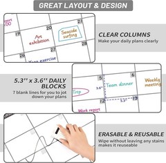 Ample Space 40″ x 28″ Laminated Dry Erase Calendar for Home, School, & Office