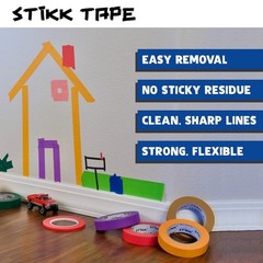 8 Pack 1/4″ inch x 60yd STIKK Blue Painters Tape 14 Day Easy Removal Trim Edge T