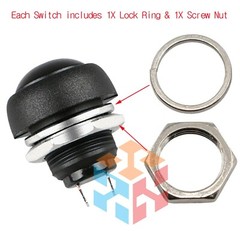 Black 10PCS Momentary ON/OFF Push Button Switch Waterproof 12mm M122 Mini