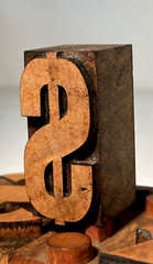 Vintage WOOD $ DOLLAR SIGN $ Letterpress MONEY LETTER PRINT TYPE Printing