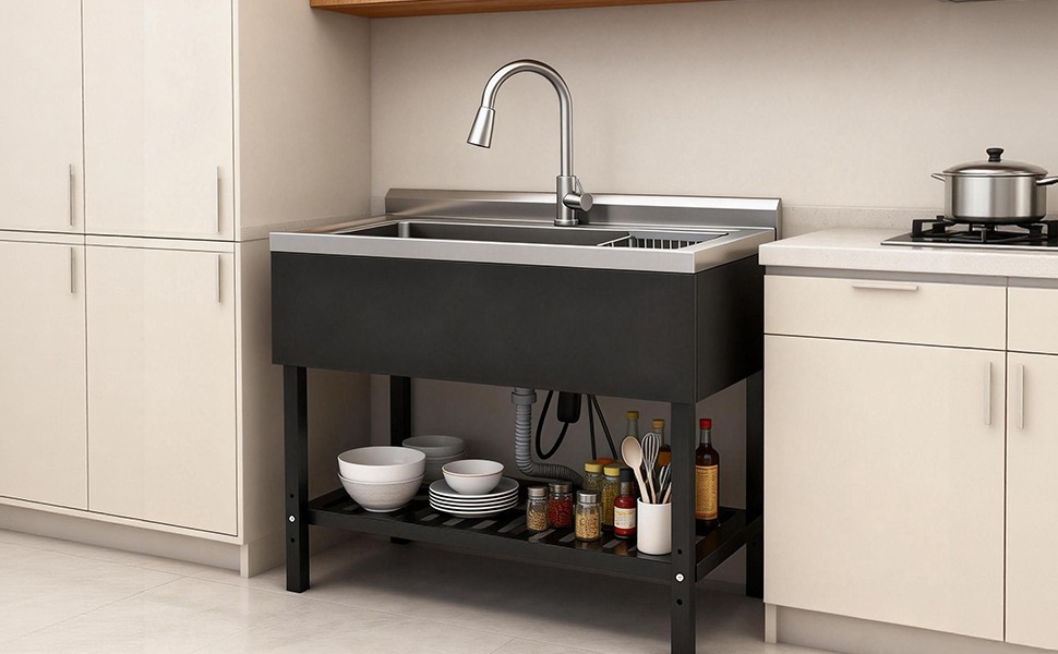 Utility Sink huge DOG washing station 40” Balck Commercial Watersink