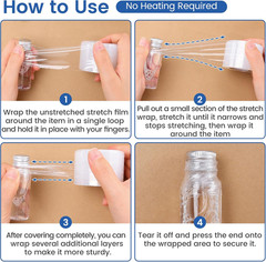 Mini Stretch Wrap Film Unheated Shrink Wrap Roll for Bottles/Jars Seal Packing (