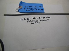 1/4” DIA.TITANIUM ROD 6 AL-4V-ELI GRADE 23. 1PC. 12″+POLISHED MEDICAL GRADE