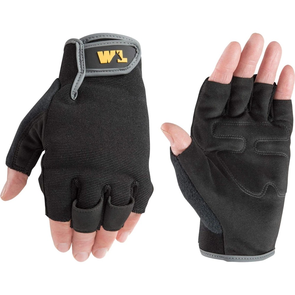 Wells Lamont Men’s Fingerless Synthetic Leather Palm Work Gloves, Large (847L)