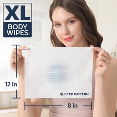 60 XL Shower Wipes – Body for Adults 1 Count (Pack of 60), White