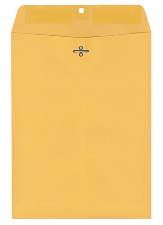 9 x 12 Inches Clasp Envelope with Deep Gummed Flaps 28LB Brown Kraft, See Option