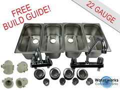 4 Compartment Concession Sink Portable 4 Traps Hand Washing Food Truck Trailer