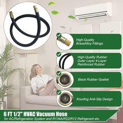 NHB3 6Ft HVAC Vacuum Hose 1/2″ Internal Diameter, 1/2 in to 1/2 in Fittings