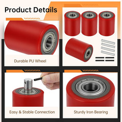 Pallet Jack Load Wheels 3″ x 3.75″ with Bearings – 2 Pair Replacement Set