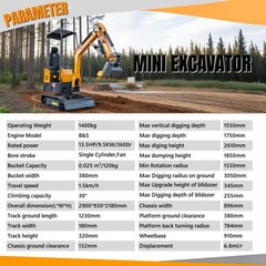 1.4Ton Mini Hydraulic Excavator With Swing Boom B&S EPA Engine Mini Digger
