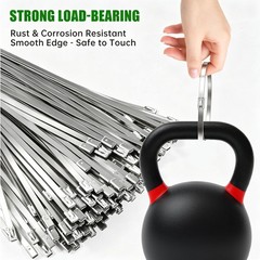 MasiStran Metal Zip Ties 50 Pack 18 Inch, 304 Stainless Steel 300LBS Heavy Du…