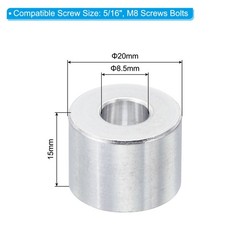 5Pcs M8 Aluminum Spacers Metal Spacer Aluminum 8.5mm ID x 20mm OD x 15mm L