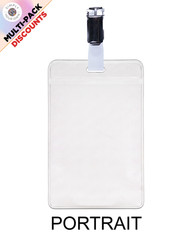 Clear ID Vinyl Pouch Card Badge Pass Wallet Visitor Holder & Metal Clasp Clip