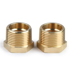 U.S. Solid 2pcs Brass Pipe Fitting Reducer Bushing, MNPT 3/4″ x FNPT 1/2″