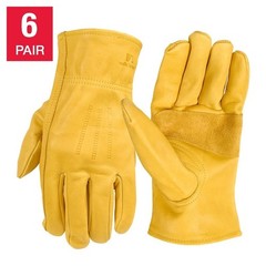 6 PAIRS WELLS LAMONT MEN’S LEATHER WORK GLOVES 100% COWHIDE LEATHER, M-3XL NEW