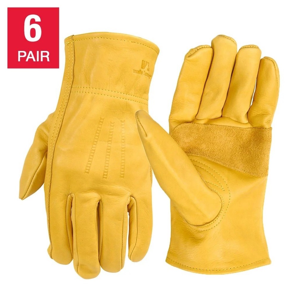 6PAIRS WELLS LAMONT MEN’S LEATHER WORK GLOVES 100% COWHIDE LEATHER SIZE M-3XL