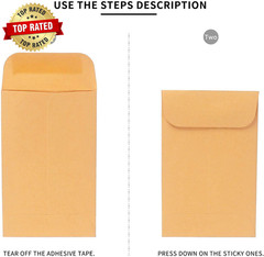500 PCS #7 Coin Envelopes 3.5 X 6.5 Inches Brown Kraft Envelopes Classic Small P