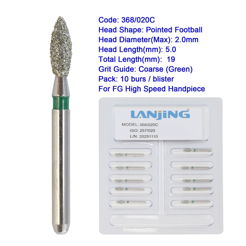 Dental Diamond Burs FG Long Surgical Bur Round Ball Taper Bur 368 801 850 856