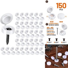 150 PCS White Hinged Screw Cover Caps – Smart Protection for All Screw Styles