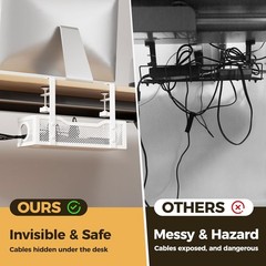 Under Desk Cable Management Tray White, Cinati Wire Organizers No Drill, Cable T