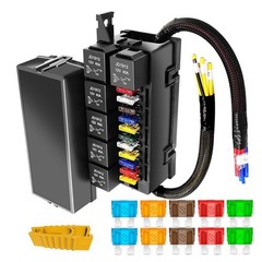 12V Fuse Relay Box with 6 Relays and 11 Way ATC/ATO Blade Fuses, Pre-Wired Fu…