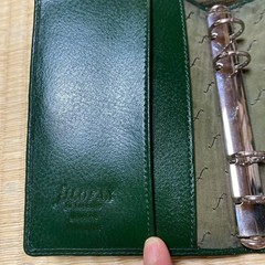 Filofax Leather Pocket Windsor 4 Hole Green Leather Cover Used W/ Box From Japan