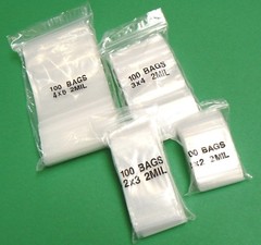 400 Assortment Reclosable 2mil Bags Assorted Sizes 2×2 2×3 3×4 & 4×6 100 Each