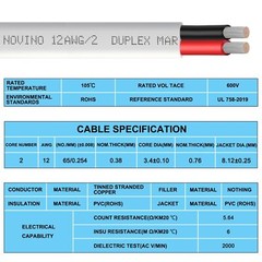 12 Gauge Marine Wire 12 AWG Duplex Marine Grade Wir,50ft Tinned Copper Boat E…