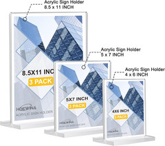 Acrylic Sign Holder 8.5 x 11 Inch 3 Pack, Clear Display Sign Stand for Store Sig