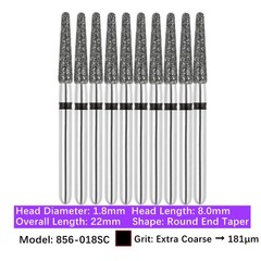 Vakker 10/pk Dental Round End Taper FG Diamond Bur 856-018SC Super Coarse Black