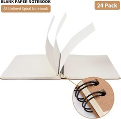 24 Pack Hard Cover A5 Spiral Journal Unruled Notebook 60 Sheets Each 5.8×8.25 In